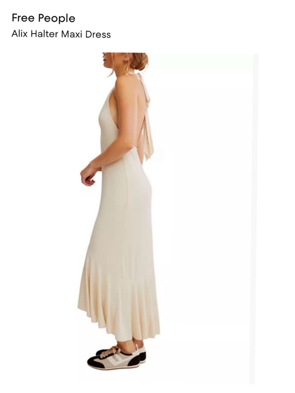 NWT Free People Beach Alix Plunge Low Back Midi Dress in Bleached Sand Neutral - Picture 4 of 7
